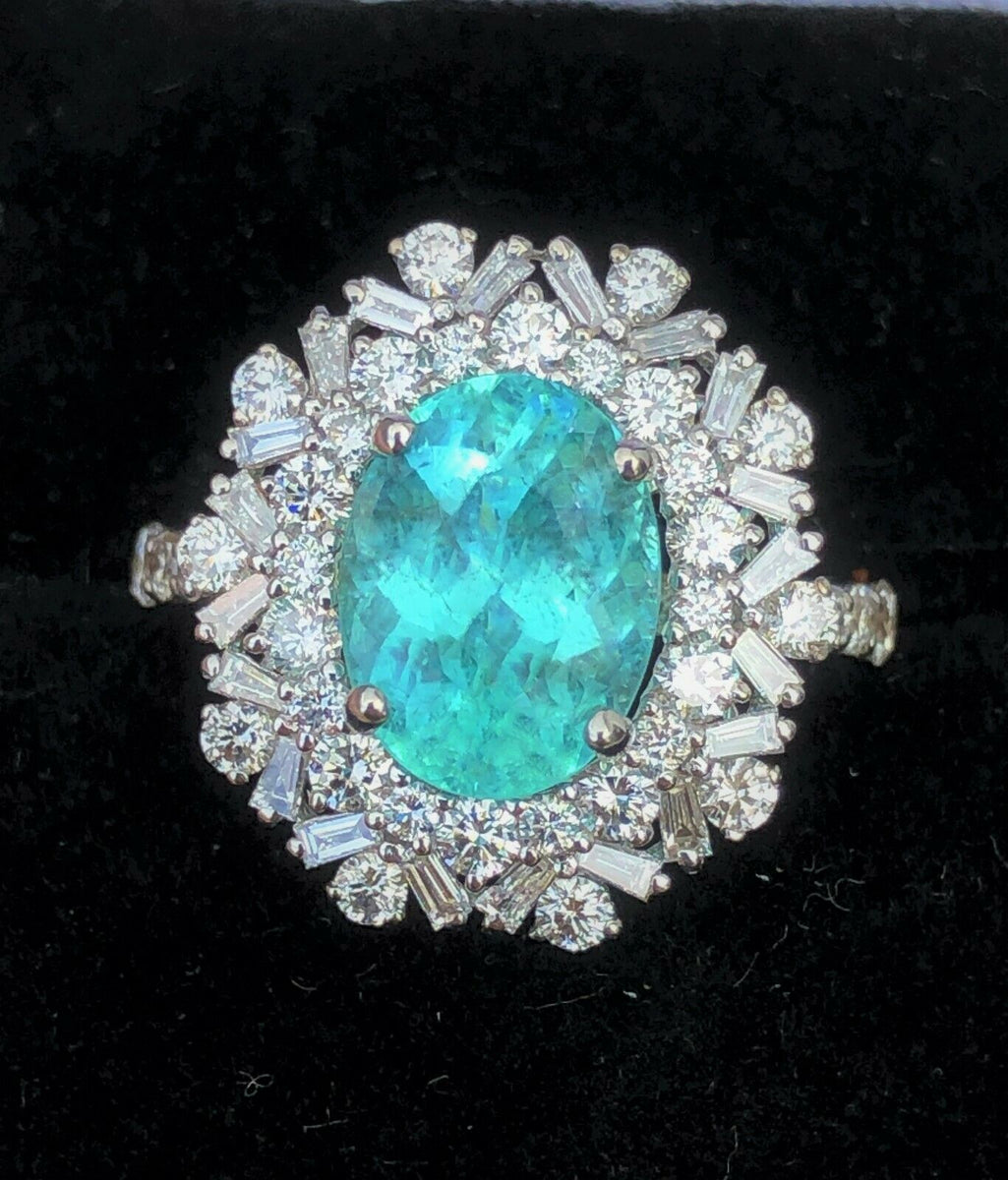 18k gold 3.58 ct. agl certified gia brazilian paraiba tourmaline