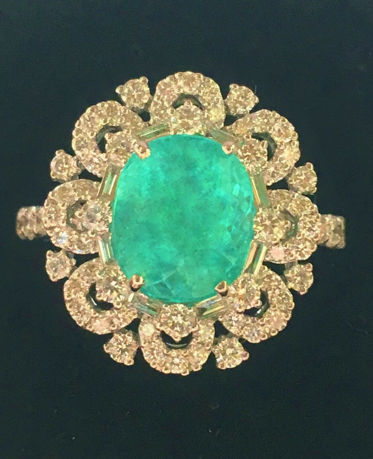 18K GOLD 6.89 CT GIA CERTIFIED NEON GREEN BLUE PARAIBA TOURMALINE